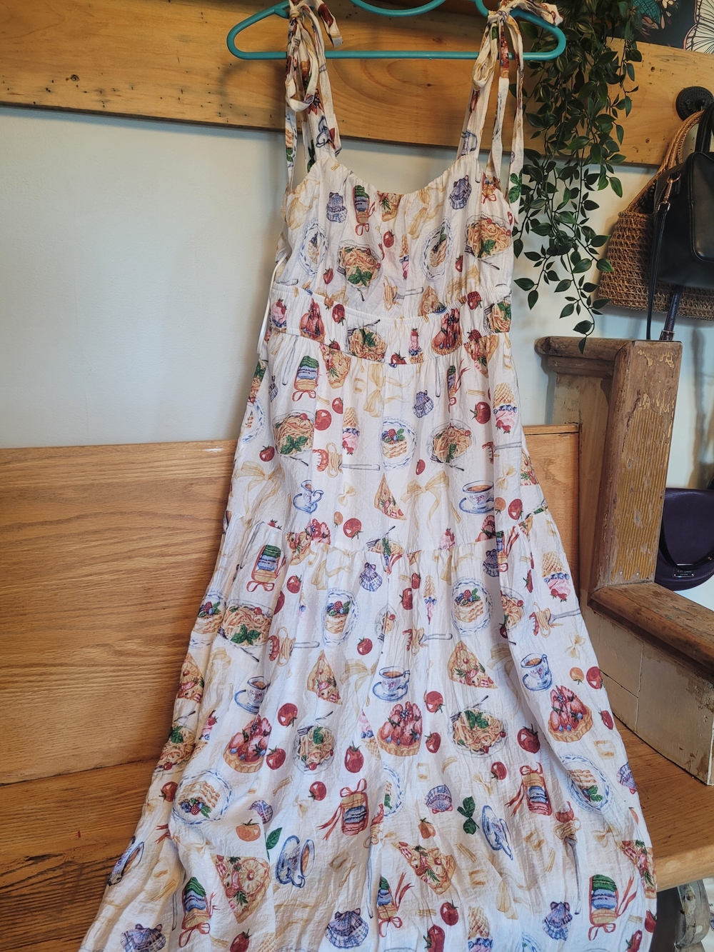 By The River Midi dress with Food Print